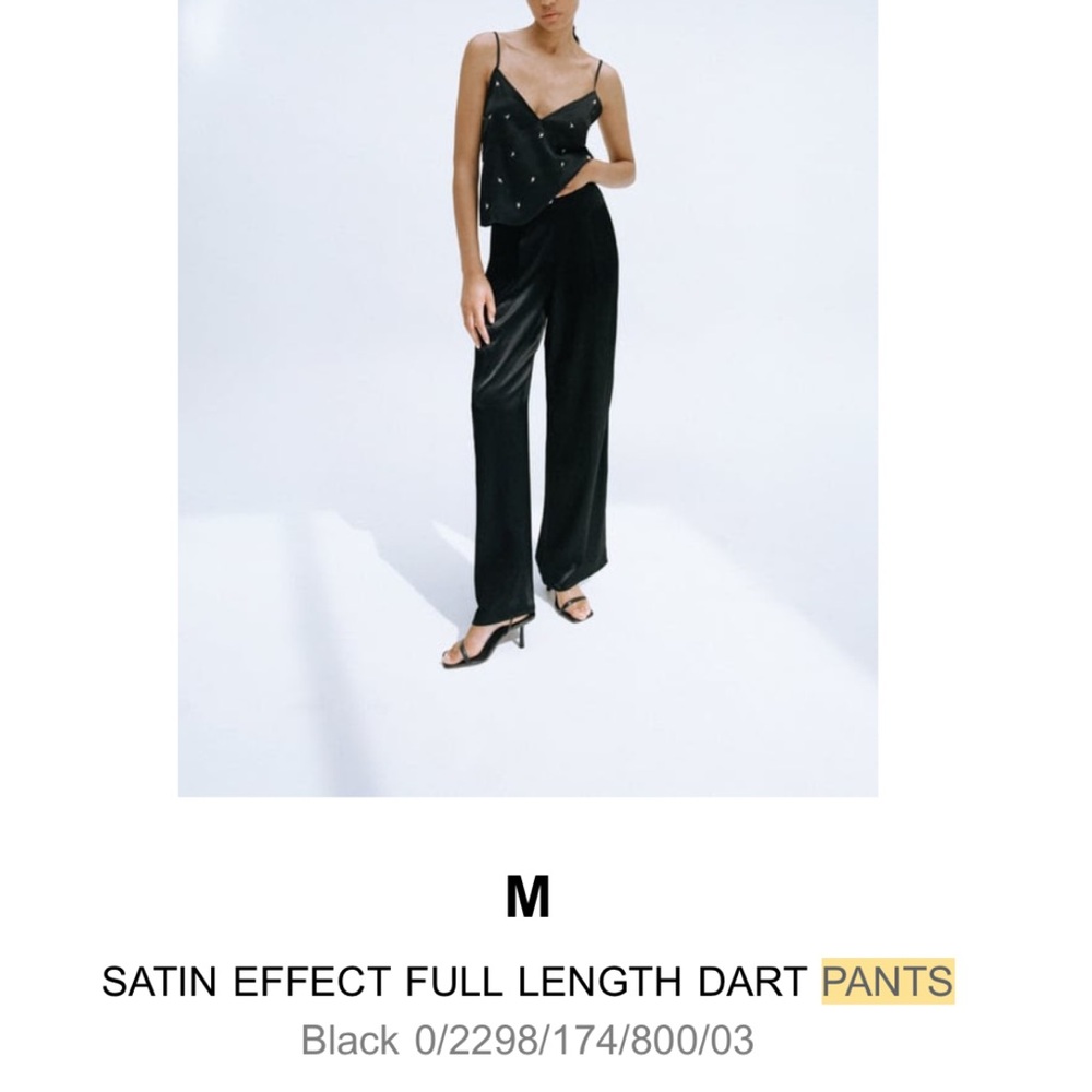 Zara Black Satin pants size M